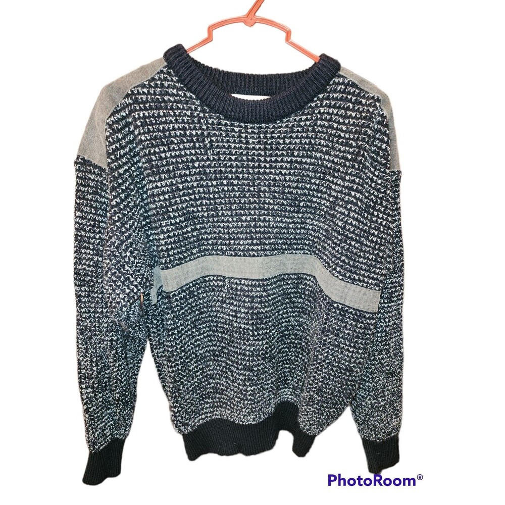Vintage Michael Gerald Large black white gray denim insert  sweater